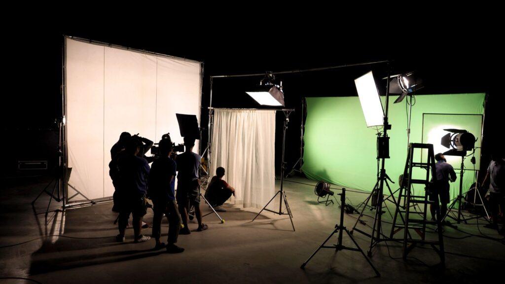 Lighting setup for a film set