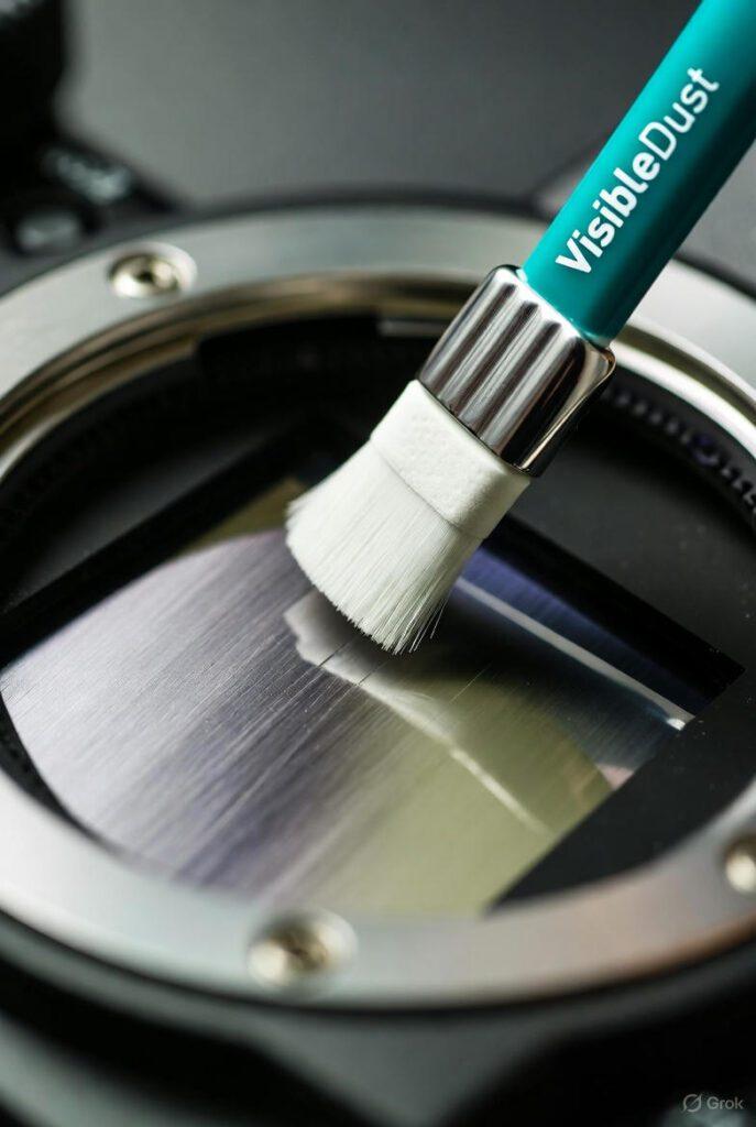 Extreme macro of a VisibleDust swab touching a sensor (fake it with a scratched mirror or old sensor).