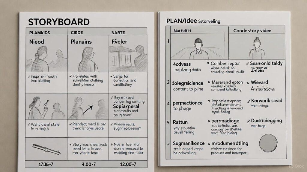 Video storytelling storyboard and planning process for business content