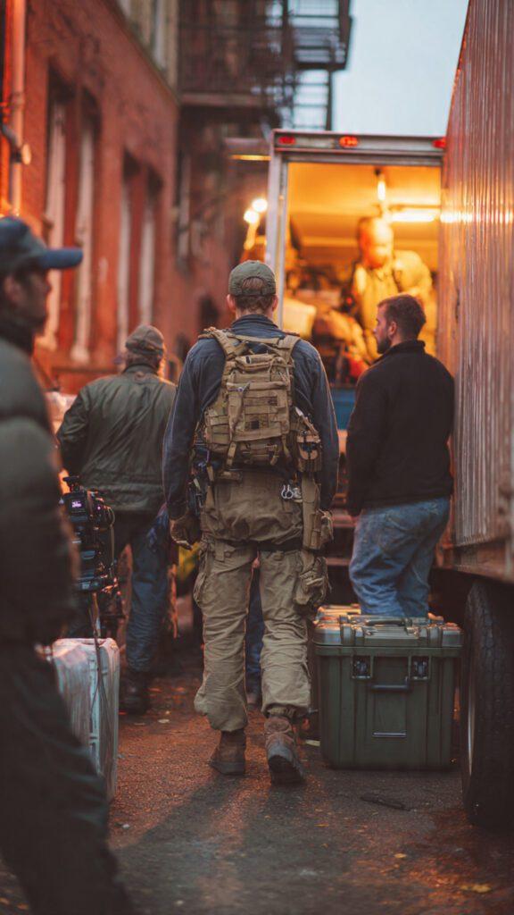 BTS photo from international film shoot – showing how you secure gear on location (authentic, relatable to your audience)
