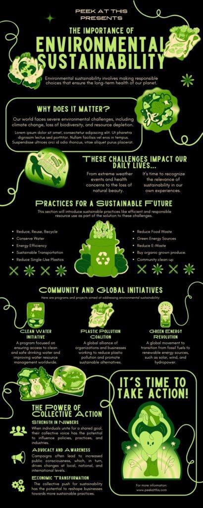 Black and Green Bold Illustrative Environmental Sustainability Infographics 2