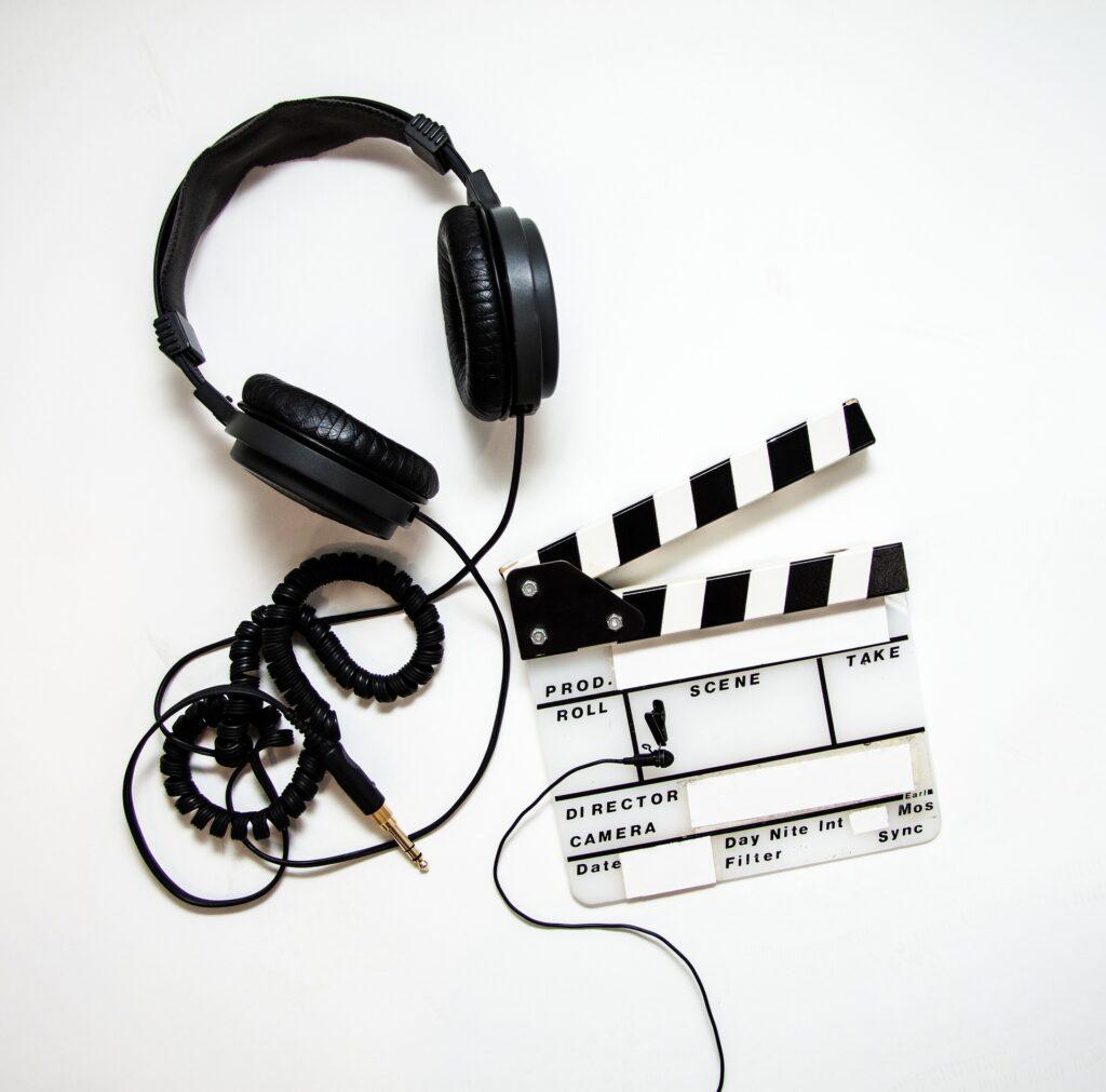 headphones clapper clapperboard