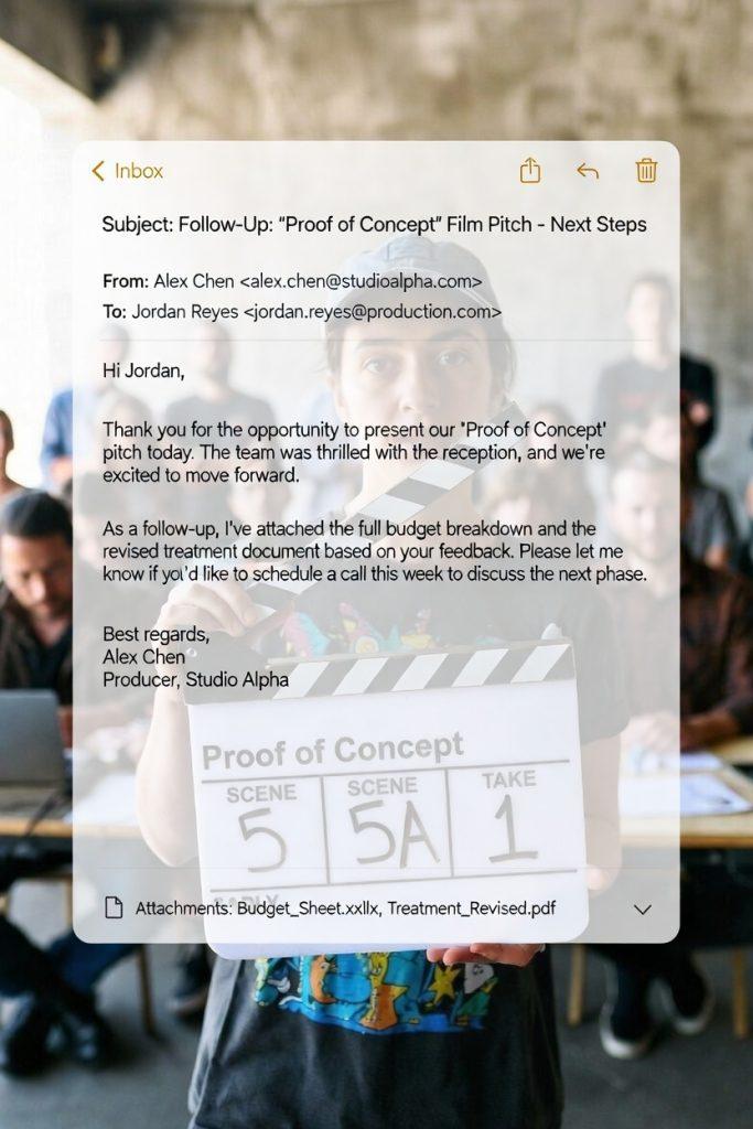email follow up from a film pitch image