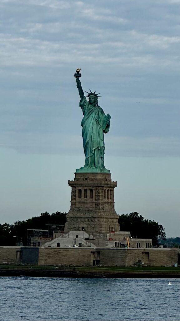 A view of the Statue of Liberty from the Staten Island Ferry.