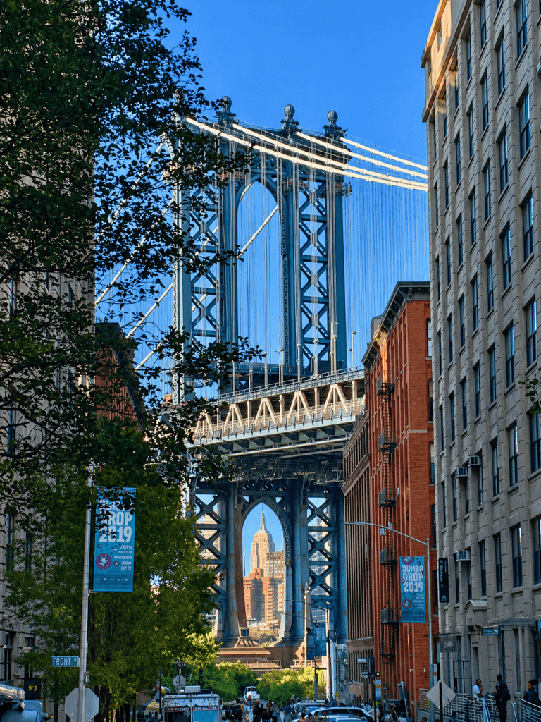 Manhattan Bridge view with Empire State Building