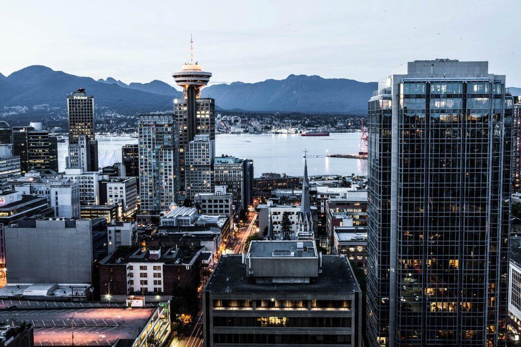 Vancouver Downtown overlooking the north shore mountains