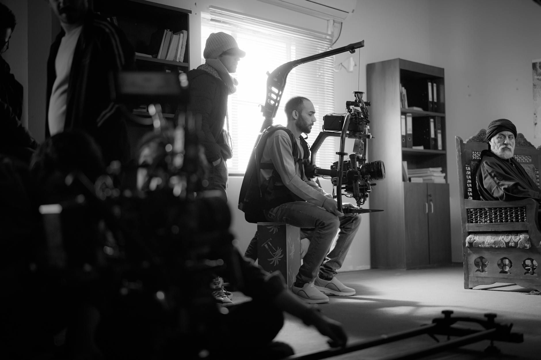 professional film crew in action on set