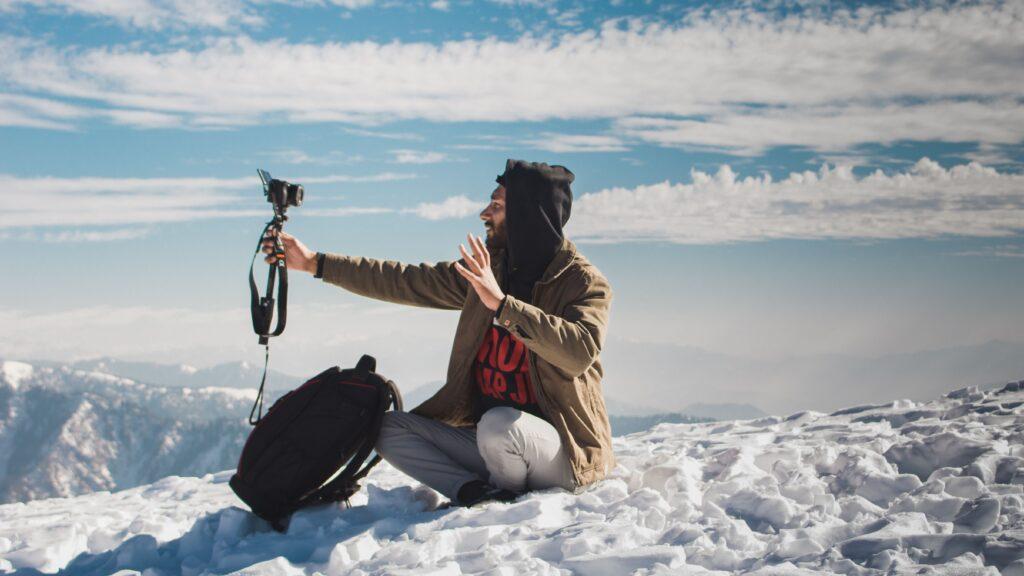 Time-lapse of sunrise over mountains filmed by a solo hiker — classic GoPro hiking tip for stunning storytelling shots.