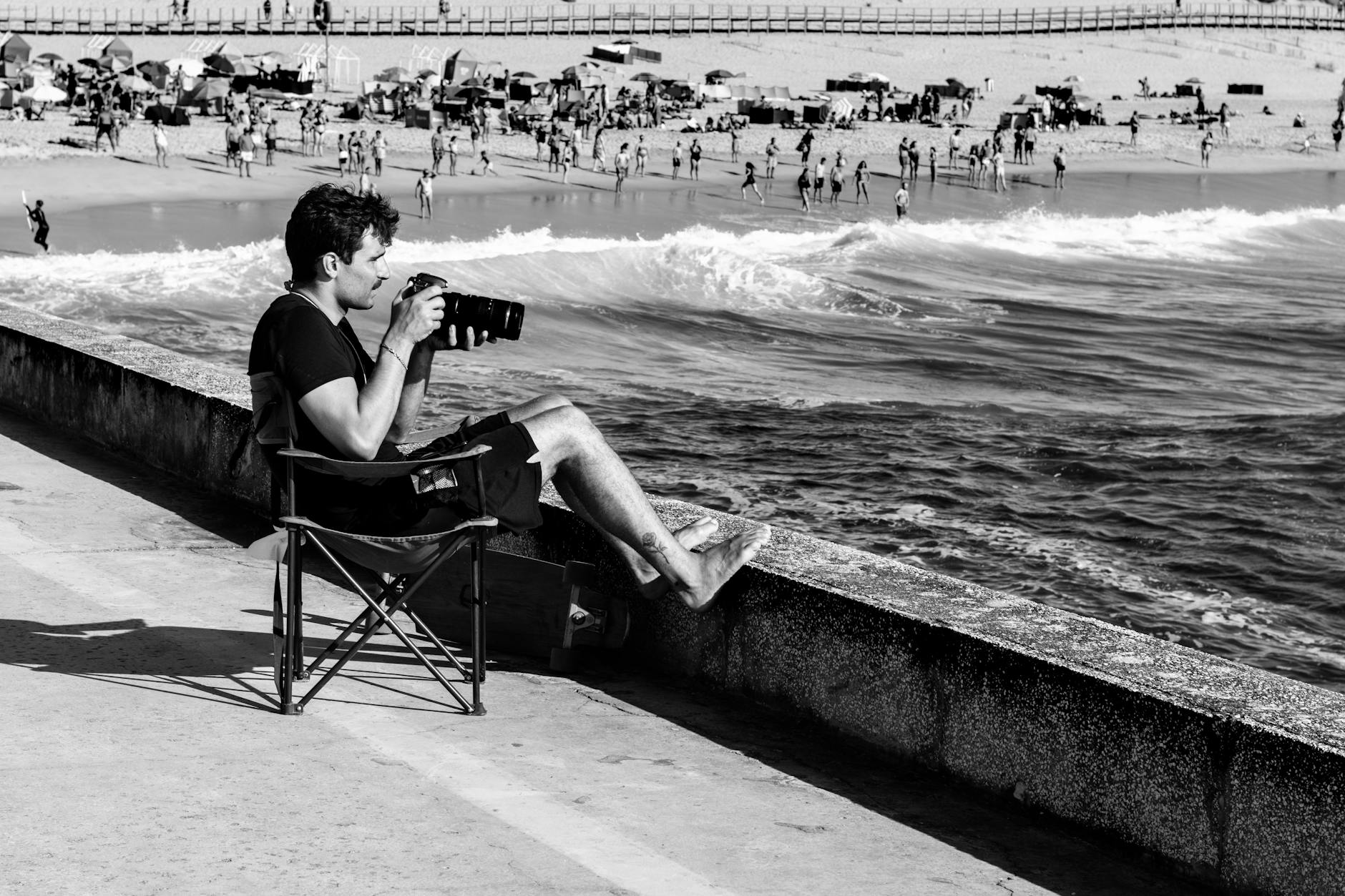 photographer relaxing by the beach in aveiro